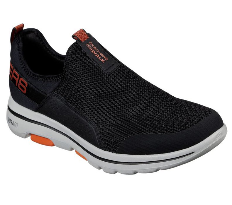 Skechers Herr Svarta/Orange Slip On - Gowalk 5 - Downdraft - Sverige (YWFGC-0487)